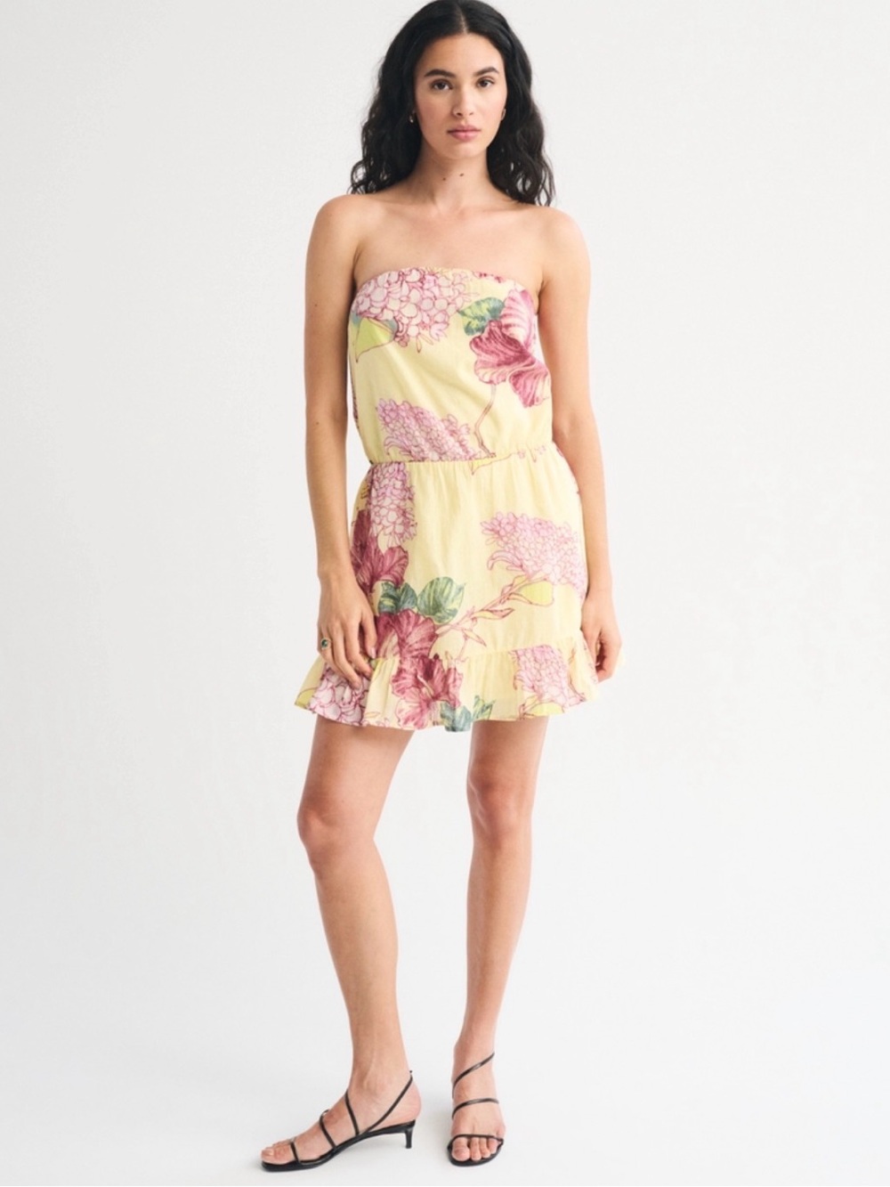 Abercrombie & Fitch Yellow Strapless Easy Waist Mini Dress XS